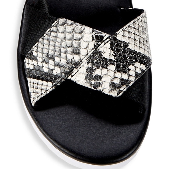 NEW Kate Spade Dotty Embossed Snakeskin Sandals in Black/White - Picture 7 of 16